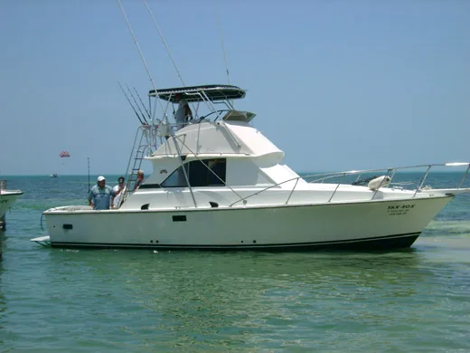 Sportfishing charter boat on the water in Cancun