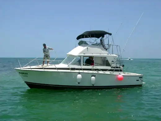 Sportfishing charter boat on the water in Cancun